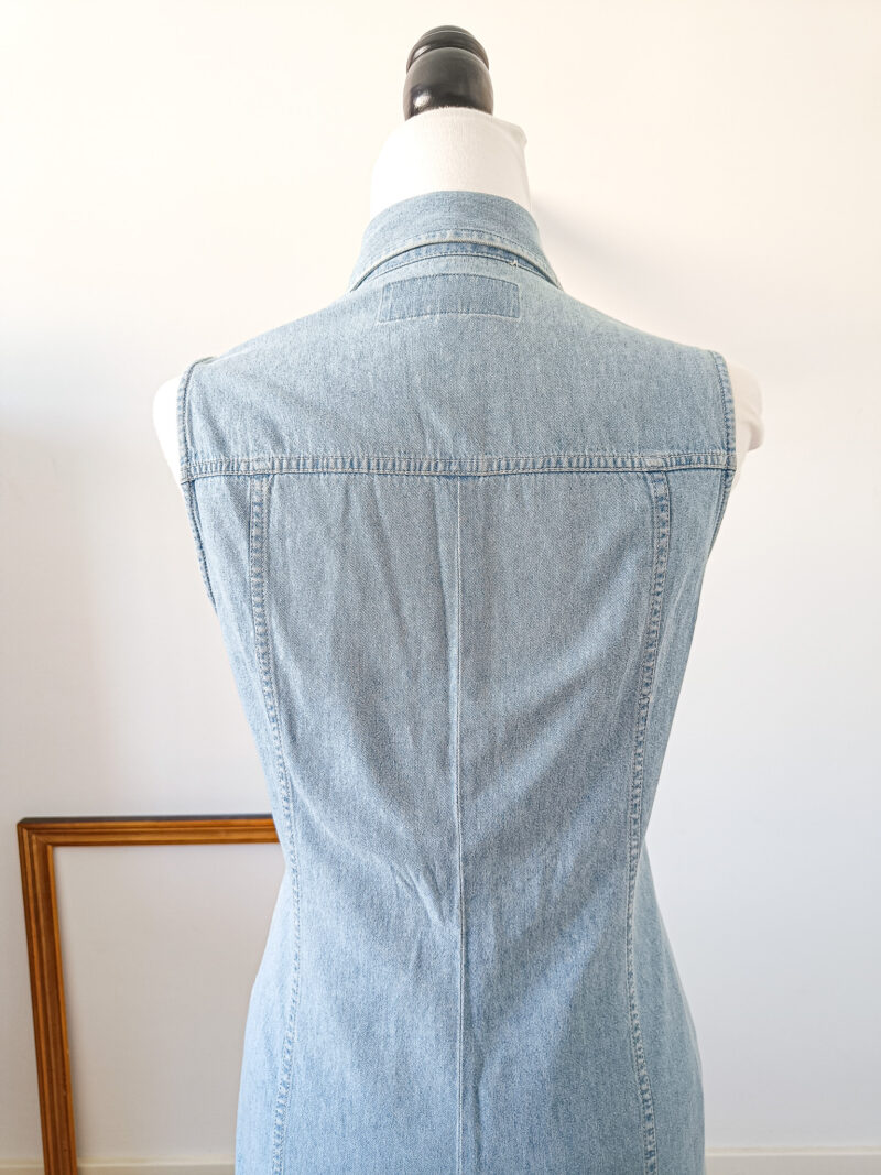 Vintage 90s denim light dress size M -L, soft grunge jean button down dress. - Image 6