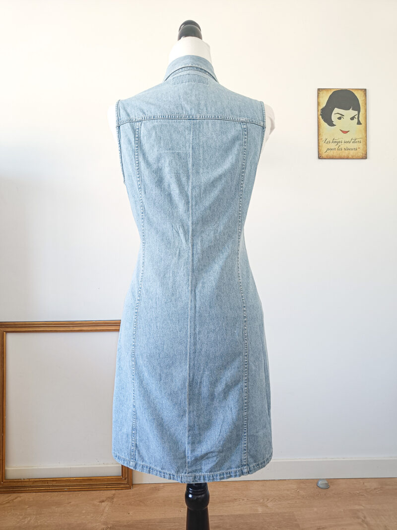 Vintage 90s denim light dress size M -L, soft grunge jean button down dress. - Image 7