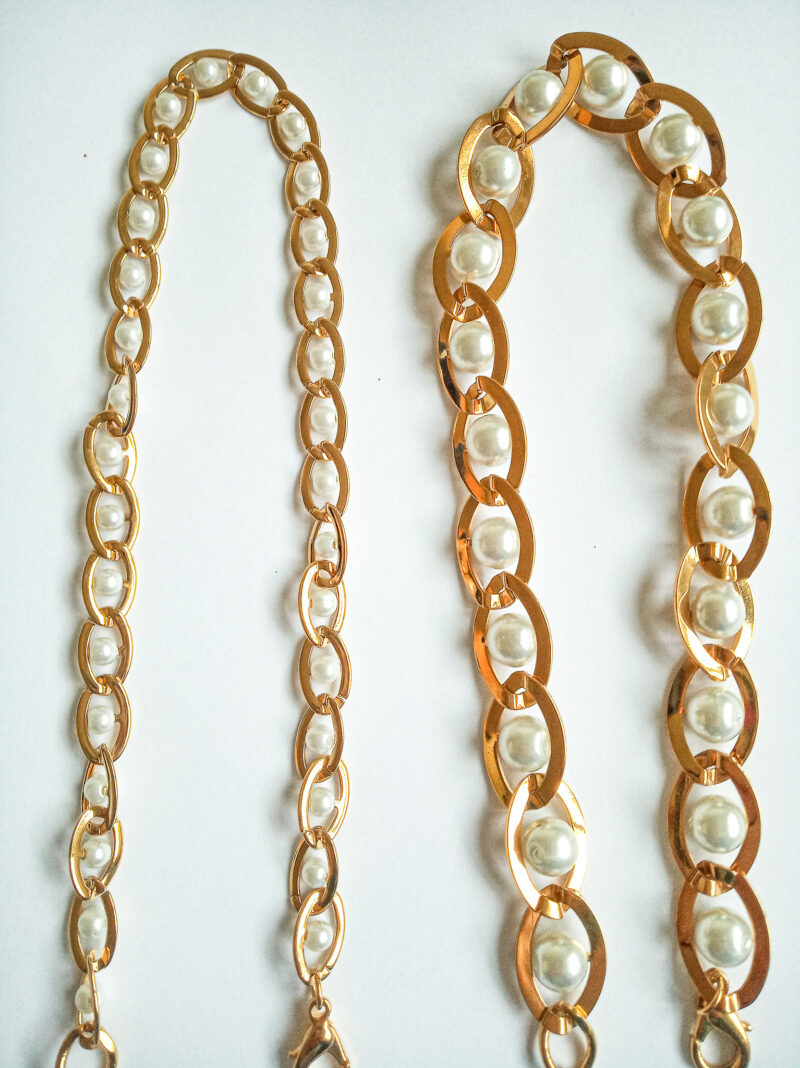 90s vintage 18K gold plated chain pearl choker necklace. - Image 6